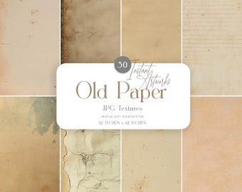 Vintage Paper Textures, Aged JPG Backgrounds (Digital Download)