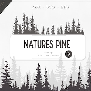 Pacchetto SVG Foresta, Pini SVG, Foresta di Pini SVG, Albero SVG, Silhouette di Albero SVG, Clipart di Pino, Linea di Alberi nella Foresta Png