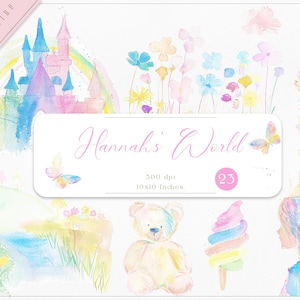 Pastell Prinzessinnen Aquarell Clipart, Prinzessin Clipart, Mädchen Clipart, Clipart, Schmetterling, Clipart für Kinder, unbegrenzte Verkaufslizenz