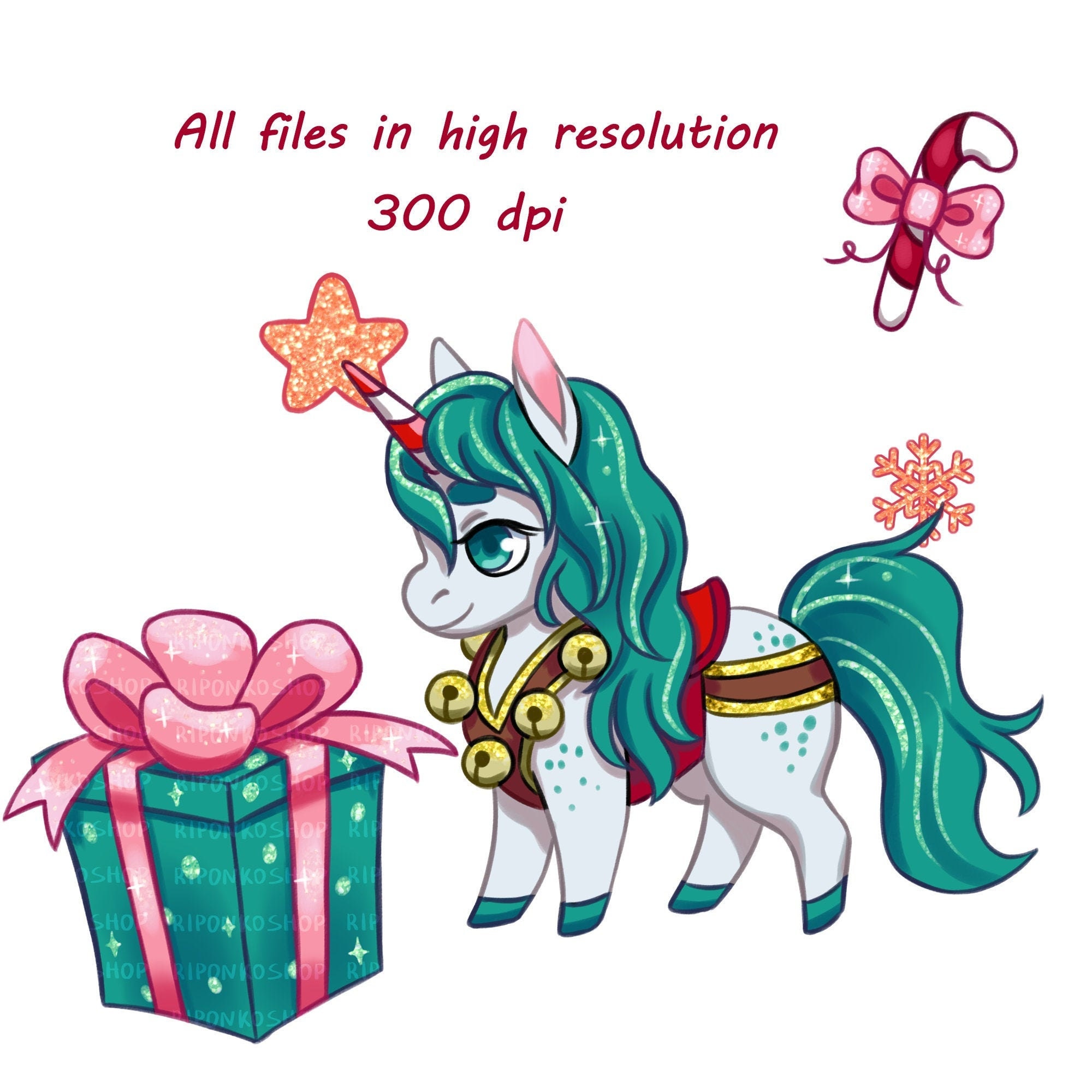 Christmas Unicorn clipart Christmas clipart Winter | Etsy