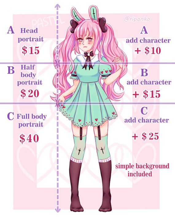 Cute Anime Character Digital Commission Oc Dd Fanart Nsfw Photo Personalised Digital Illustration Cartoon Full Body Custom Portrait