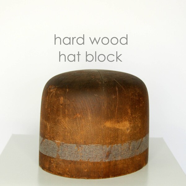 Hard wood hat block, millinery supply tool for blocking hats or hat display, vintage hat mold