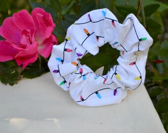 Christmas Light Scrunchie, Tree Light scrunchy, holiday hair scrunchies, soft hair scrunchie