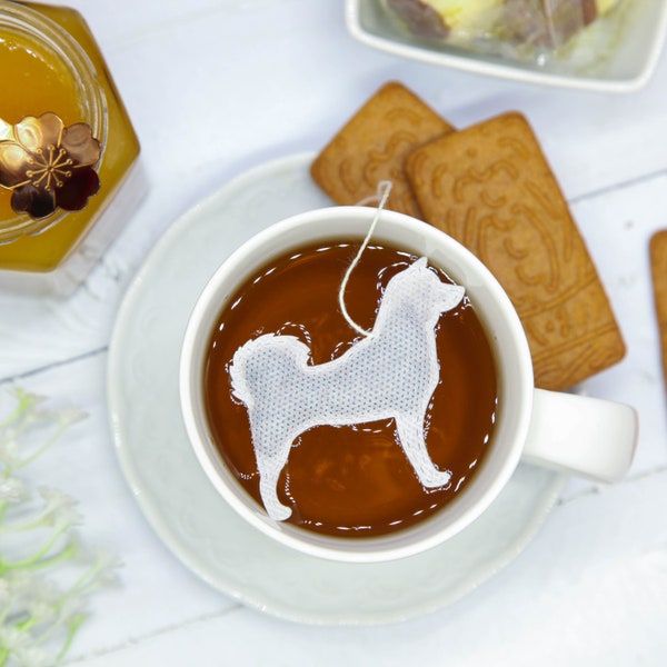 5 Shiba Inu shaped tea bags for dog owners & pooch lovers. Best Japanese themed gift for tea lovers, hostess thank you, housewarming party.