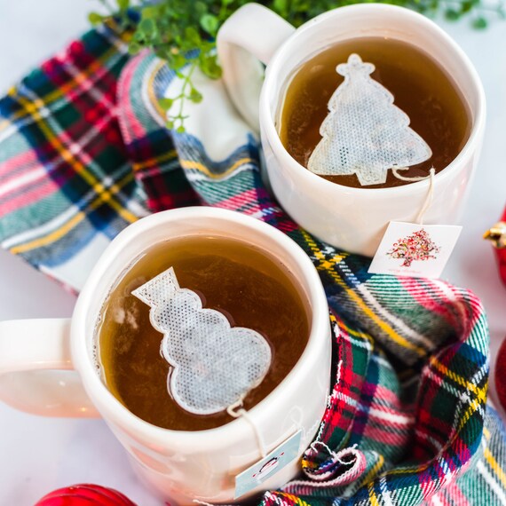 11 Christmas Shaped Tea Bags Set for Stocking Filler or White