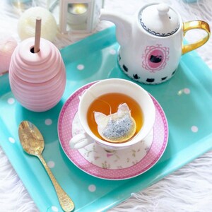5 sachets de thé chat pour bridal shower ou demoiselle d’honneur. Souvenir élégant de mariage pour hôtesse, belle-mère ou amatrice de chats.