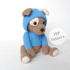 Amigurumi Puppy Crochet Pattern with Hoodie, Pattern: Crocheted Dog, PDF Download, Tutorial with photos
