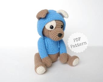 Amigurumi Puppy Crochet Pattern with Hoodie, Pattern: Crocheted Dog, PDF Download, Tutorial with photos
