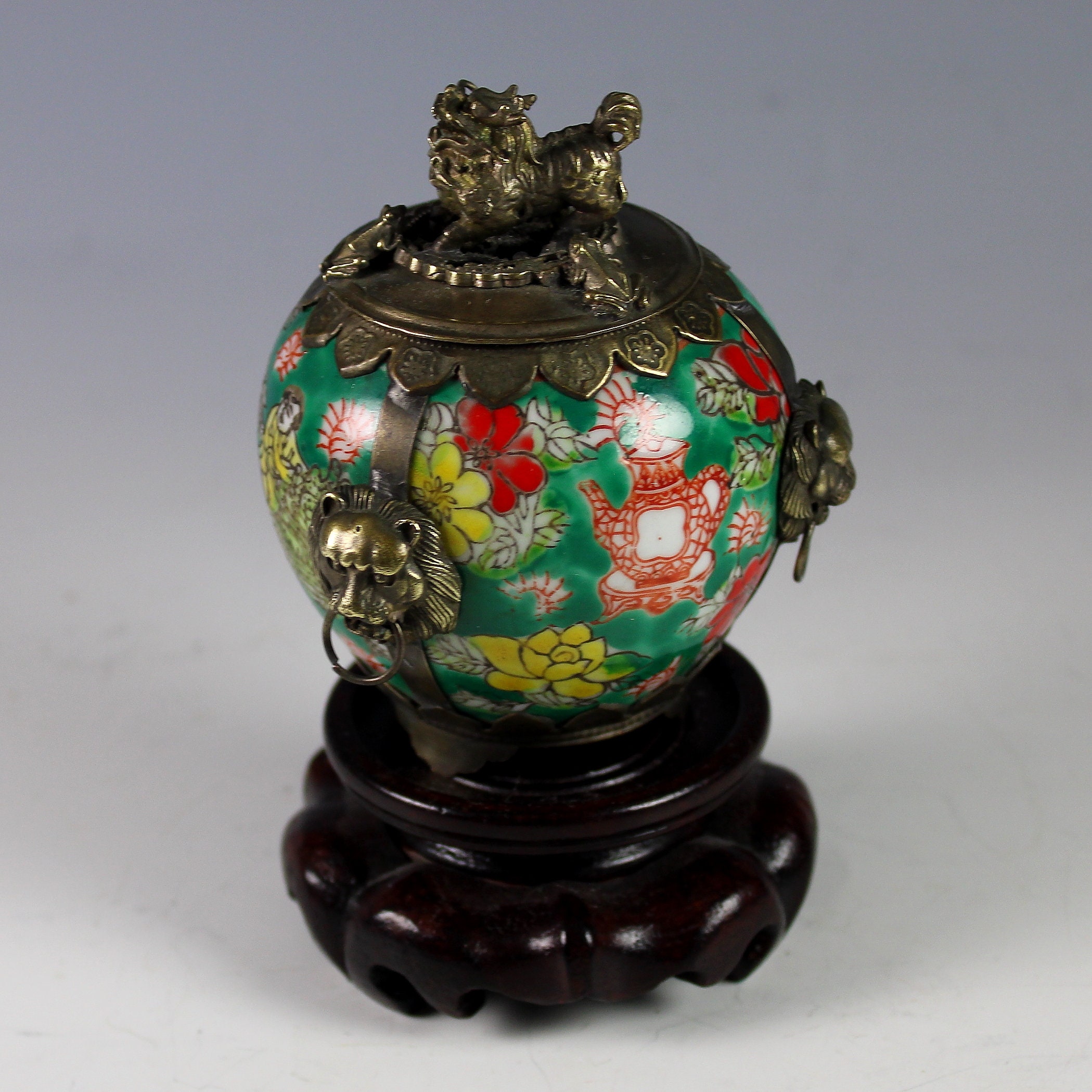 Vintage Chinese Small Ceramic Tripod Censer, Incense Burner