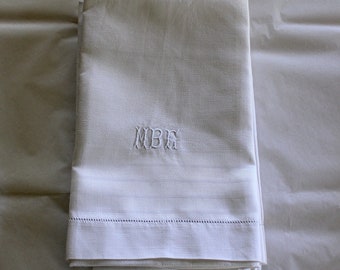 Set of 5 Hand Embroidered Cotton Guest Towels Monogram MBF