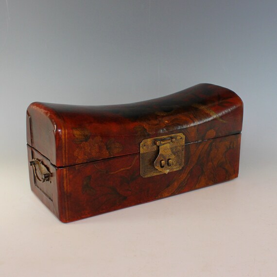 Chinese Antique Gilt Decorated Lacquer Pillow Box Etsy