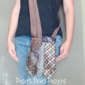 Brown vintage silk tie purse