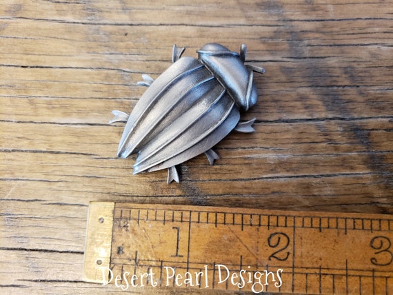 Steampunk beetle brooch, vintage beetle pin, goth… - image 6