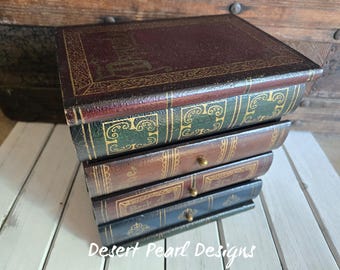 Dracula trinket box, vintage book jewelry box, gothic book decor, gift for her, refinished desk organizer, unique gothic gift, gothic decor