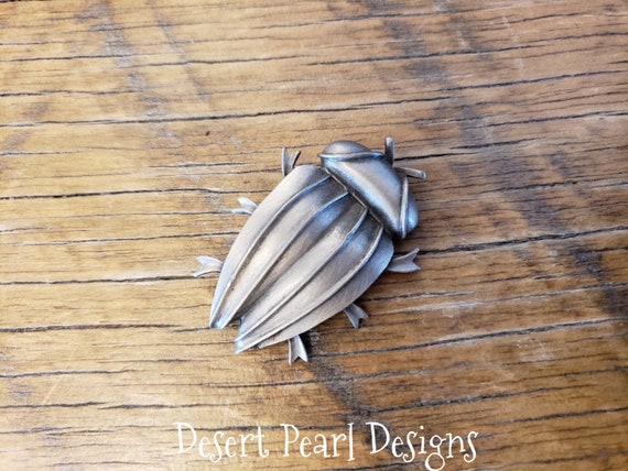 Steampunk beetle brooch, vintage beetle pin, goth… - image 2