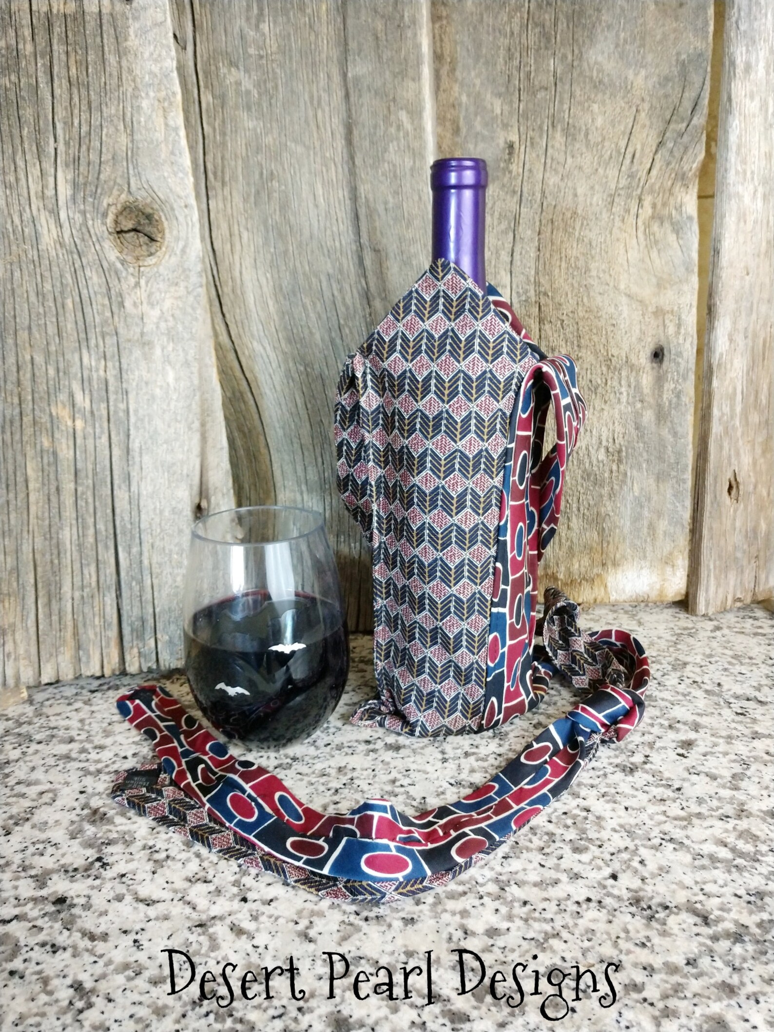 Upcycled necktie wine bottle sleeve Etsy