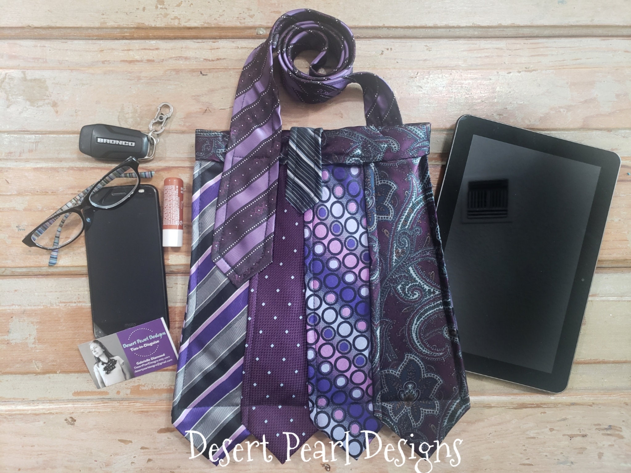 Buy Dark Purple Flower Pattern Silk with Genuine Leather Tote Bag