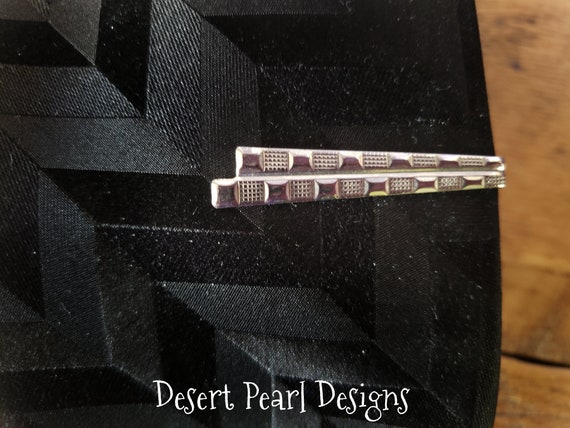 Vintage silver tone tie clip, classy necktie acce… - image 2