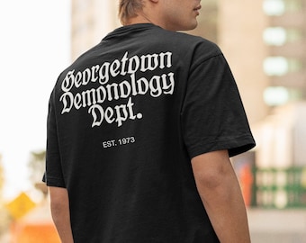 The Exorcist Georgetown Demonology Department Shirt, The Exorcist Inspired Shirt, Retro Horror Movie Fan Horror Gift Scary, Front and Back