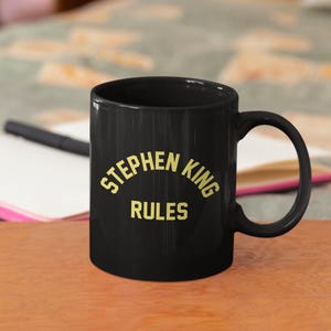 Stephen King Rules Black Mug, Stephen King Rules Coffee Mug, Horror Fan Gifts, Spooky Movie Gift, Stephen King Gifts, Horror Gift, Halloween
