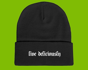Live Deliciously Beanie, The Witch, WitchCraft, Black Phillip, Horror Movie Fan Beanie
