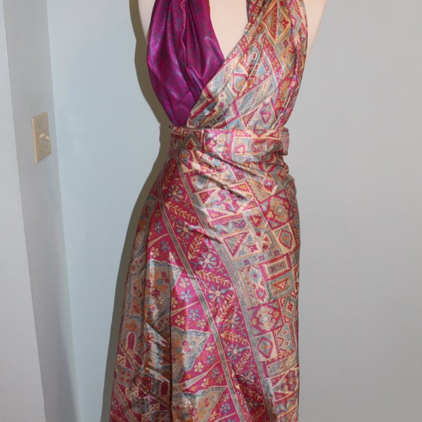 Magic Wrap Skirt, Silk Sari Wrap Skirt, Boho Skirt, Vintage Silk Wrap Skirt