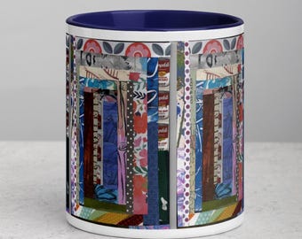 Tazza con stampa collage di tecniche miste
