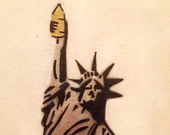 Statue of Liberty holding a 40oz, Art Print, Spray paint