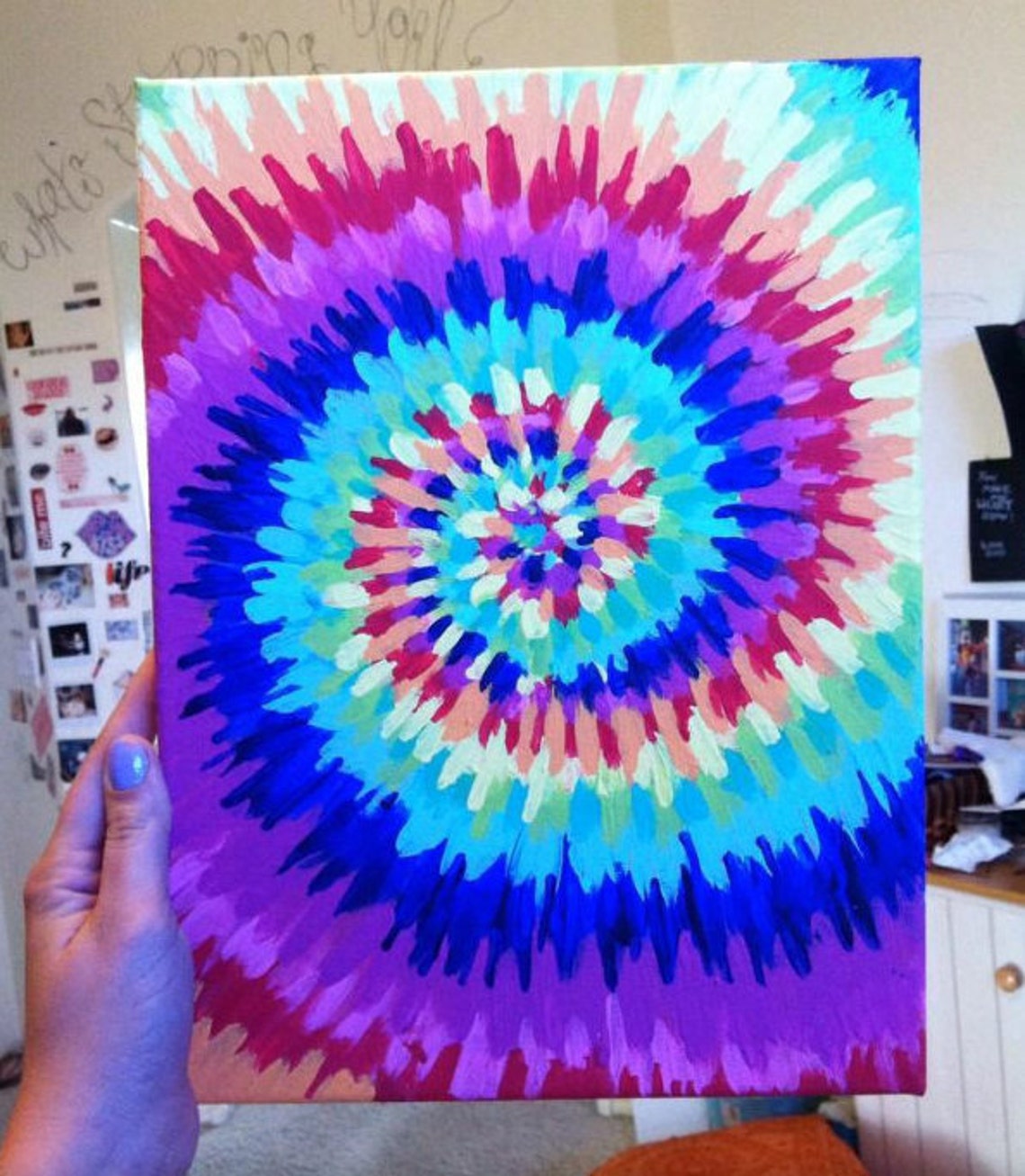 Tie Dye Painting, Art Print, Acrylic Paint, Handmade Etsy