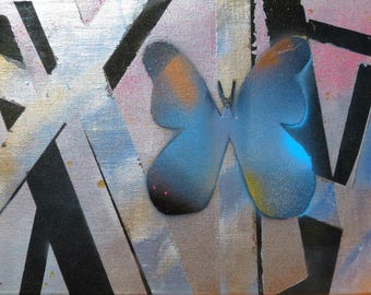 Butterfly spraypaint Art,  Art Print, Handmade Stencil, Spraypaint Art