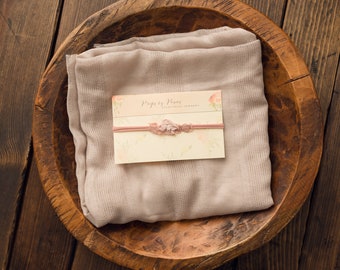 Newborn Prop Bundle: Blush Cotton Layer/Wrap and Headband