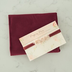 Newborn Prop Bundle: Burgundy Stretch Wrap and Headband image 2