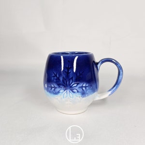 Handmade Ceramic &quot;Snowflake&quot; Large Espresso Cup/ One-Of-A-Kind Ceramics/ Gift for Her/ Gift for Him/ Coffee Cup/ Winter Wonderland/