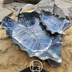 Handmade Ceramic Elephant Ear Leaves Bowl/Fruit Bowl /Chip & Dip Bowl/One-Of-A-Kind Ceramics/ Gift for Gardener/ Gift for Her/Gift for Mom
