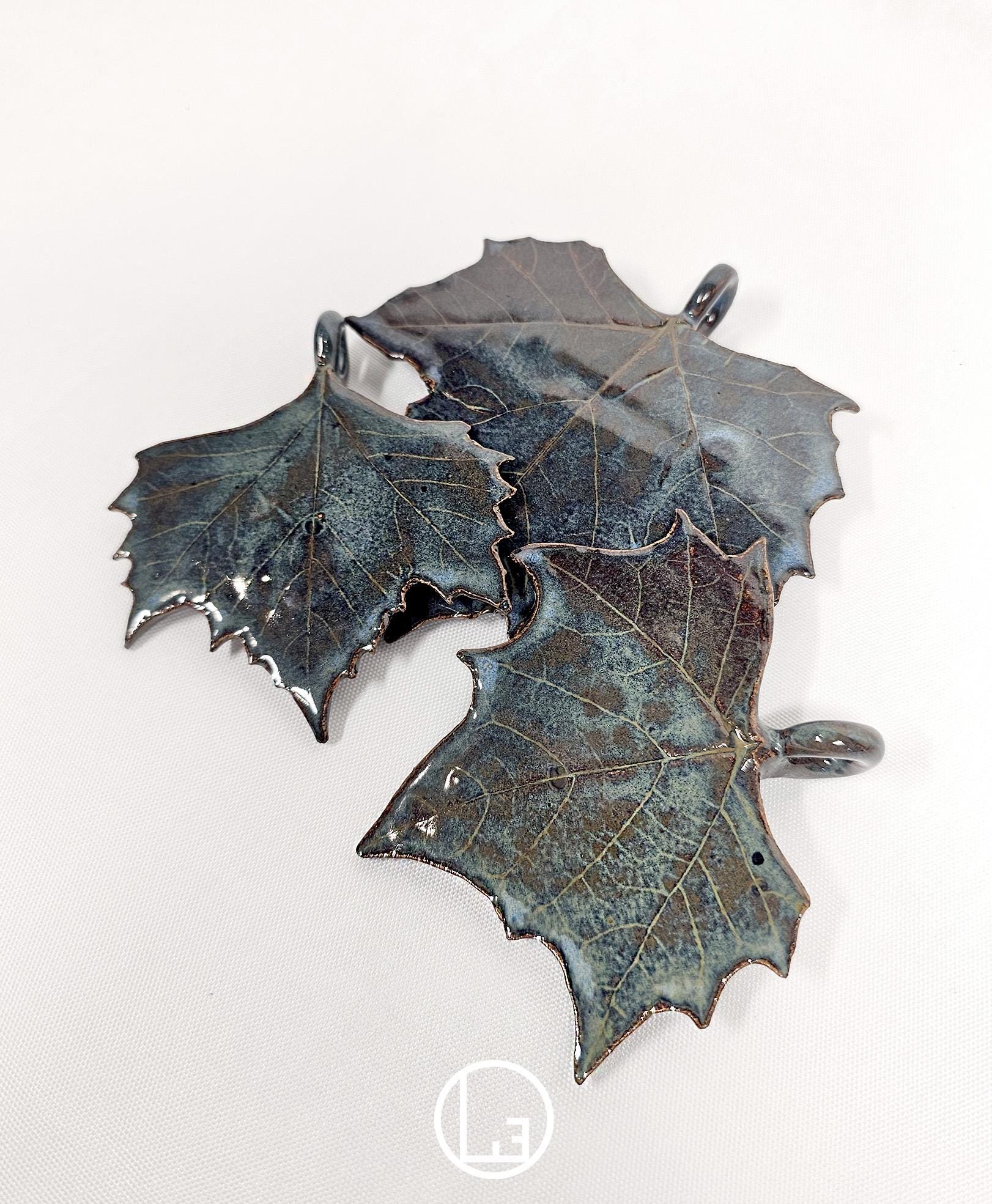 Handmade Ceramic American Sycamore Tree Leaves Ornaments/ One-Of-A-Kind Ceramics/Platanus Occidentalis/ Christmas Ornaments