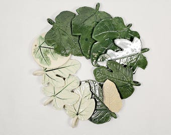 Handmade Ceramic Fig Leave Ornaments/ One-Of-A-Kind Ceramics/ Figaholic/ Ficus Carica Fig Ornaments/ Christmas Ornaments