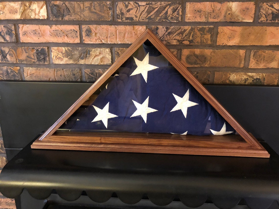 Walnut Veteran's Flag Display Case Etsy
