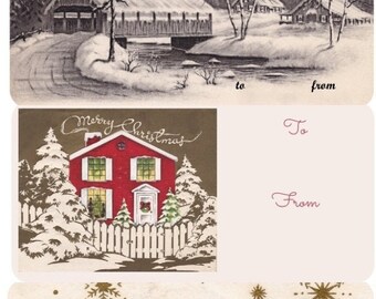 Vintage Gift Tag Stickers-SNOWY DAYS