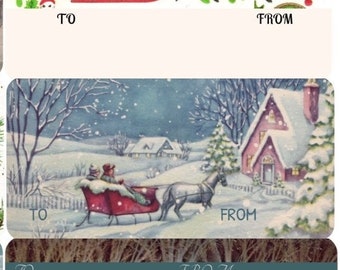 Vintage Gift Tag Stickers-SLEIGHS