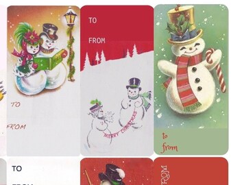 SNOWMEN & SNOWWOMEN  Vintage Gift Tag Stickers