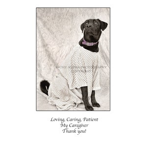 Caregiver card, Thank you card, thank you cards, Nurse, Doctor, Cancer Card, Dog Cards, Humorous, Photography, hospital gown, Kathy Kupka image 1