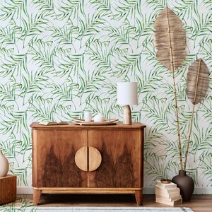 Water Color Palm Leaves Wallpaper #171 - Peel & Stick Wallpaper - Temporary Wallpaper - Pre-Pasted Wallpaper - Wallpaper by Eazywallz