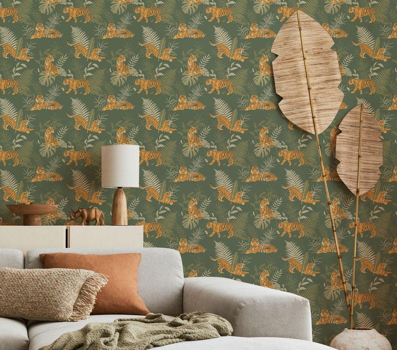 Jungle Tiger Wallpaper 225 Peel & Stick Wallpaper Temporary Wallpaper
