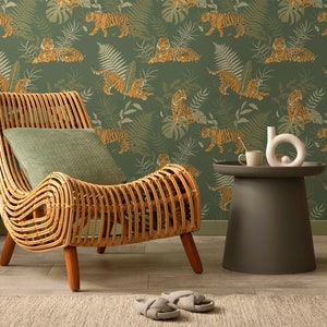 Jungle Tiger Wallpaper #225 - Peel & Stick Wallpaper - Temporary Wallpaper - Pre-Pasted Wallpaper - Traditional Wallpaper by Eazywallz