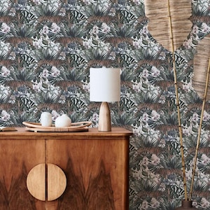 Tigers Leaves Wallpaper #0112-Peel & Stick Wallpaper-Temporary Wallpaper-Pre-Pasted Wallpaper-Traditional Wallpaper by Eazywallz