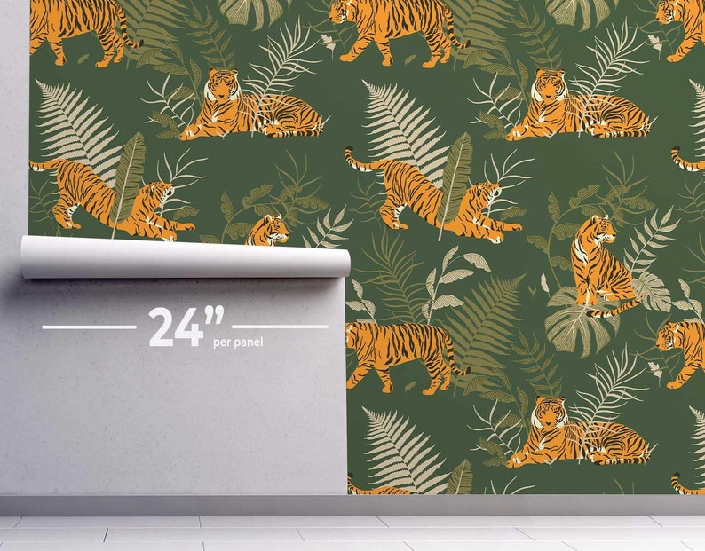 Jungle Tiger Wallpaper 225 Peel & Stick Wallpaper Temporary Wallpaper
