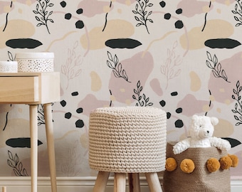 Creme Botanical Wallpaper #248 - Peel & Stick Wallpaper - Temporary Wallpaper - Pre-Pasted Wallpaper - Traditional Wallpaper by Eazywallz