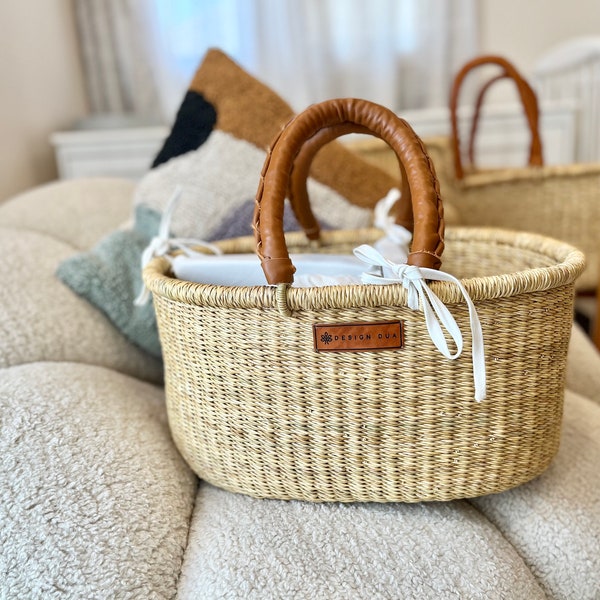 Natural Diaper Caddy Basket by Design Dua | Nursery |  Changing Basket | Diaper Basket | Baby Basket | Baby Shower Gift | Diaper Bag