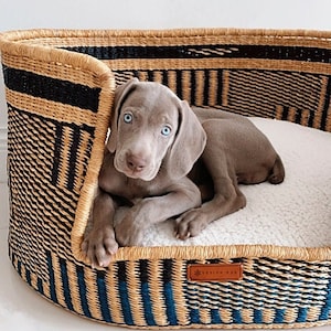 Dog Bed, Handmade Dog Bed, Pet Bed, Dog Lounger, Dog Bed Large Dogs, African Basket, Basket Dog Bed, Dog Bed Furniture, Dog Basket Midnight & Blue