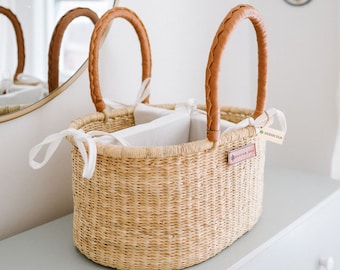 Natural Diaper Caddy Basket by Design Dua | Nursery |  Changing Basket | Diaper Basket | Baby Basket | Baby Shower Gift | Diaper Bag